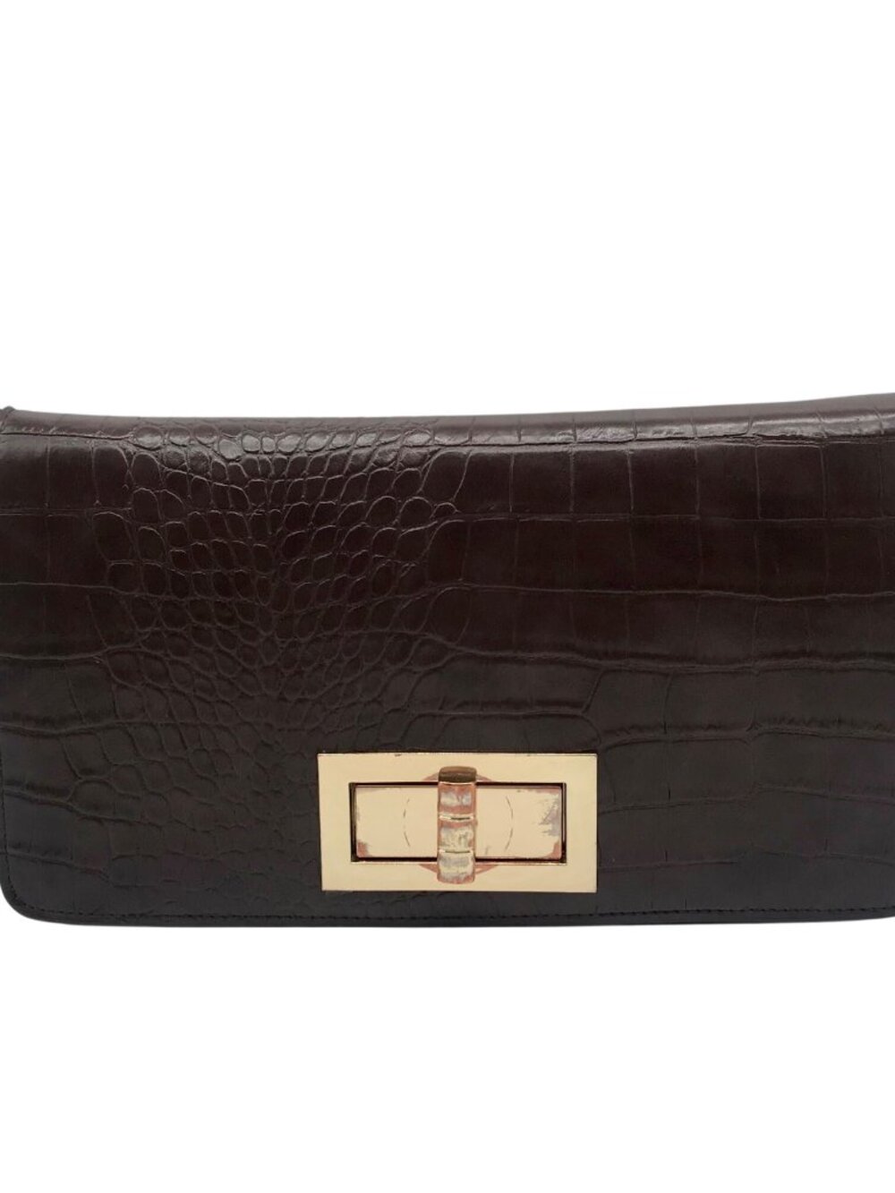 Sondra Roberts Brown Croc-Embossed Convertible Clutch